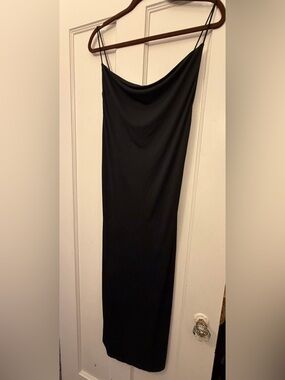 Zara Black Cowl-Neck Maxi Dress